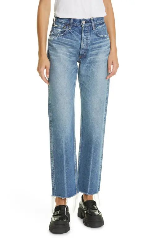 MOUSSY Ashley Wide Straight Leg Jeans in Blue at Nordstrom, Size 30 | Nordstrom