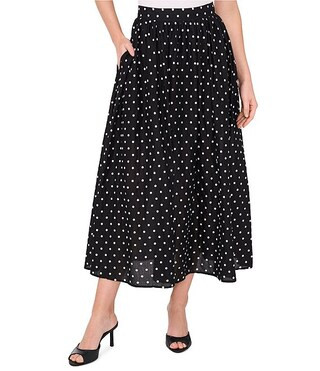 Polka Dot Gathered High Waist Midi A-Line Skirt | Dillard's