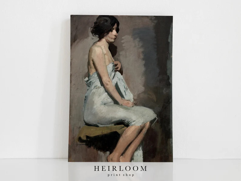 Antique Painting of a Woman | Bathroom Wall Art | Washroom Print | Seated Woman - Etsy | Etsy (US)