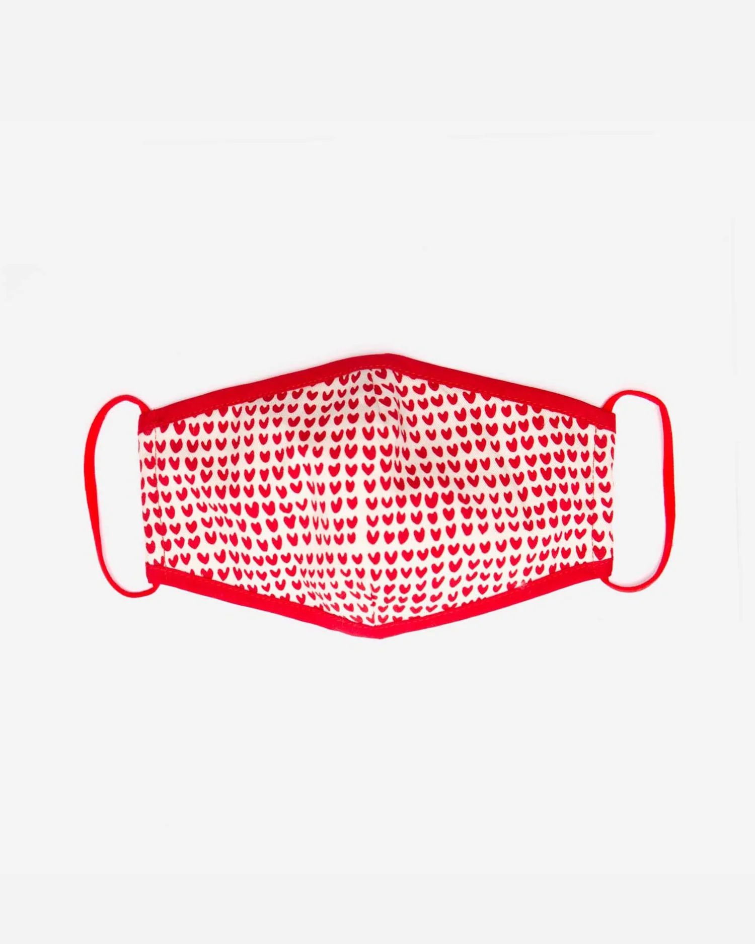 Fitted Mask Heart Print Oyster Red | 