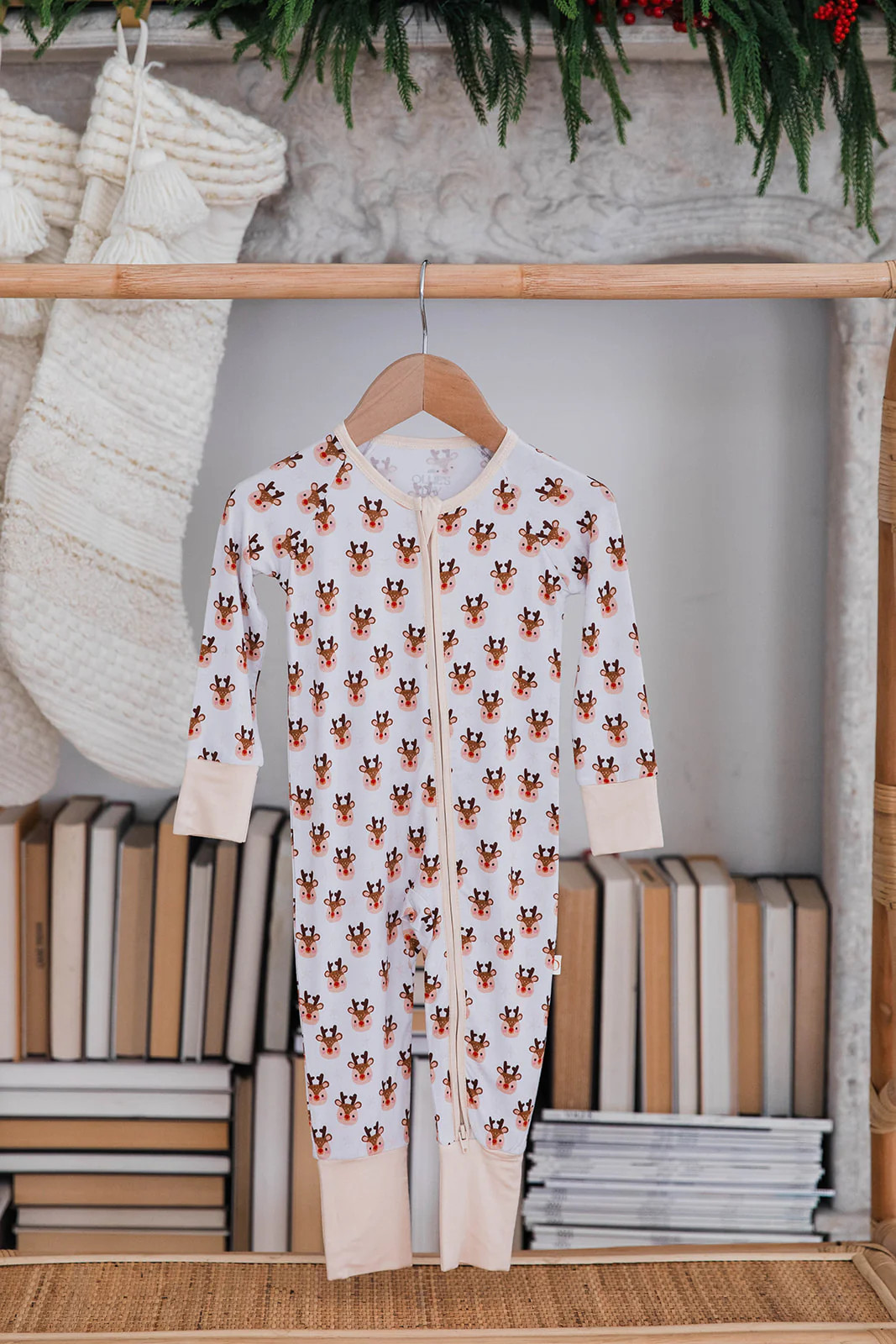 Kids Zippered Romper – Rudolph All-Over Print Loungewear for Christmas | Ollie's Day