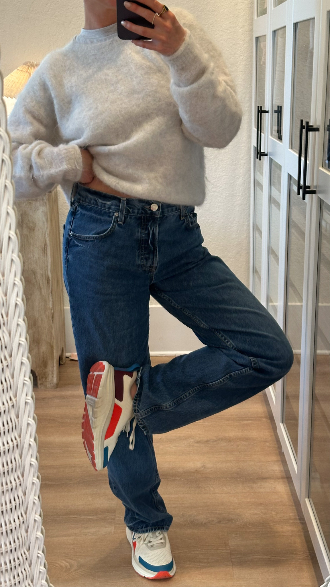 cozy, lightweight sweater - perfect for summer nights - size small
favorite baggy jeans - I sized all the way down to 24 so they sit higher on my hips
sneakers - size 8 

 #LTKSeasonal #LTKWorkwear #LTKTravel