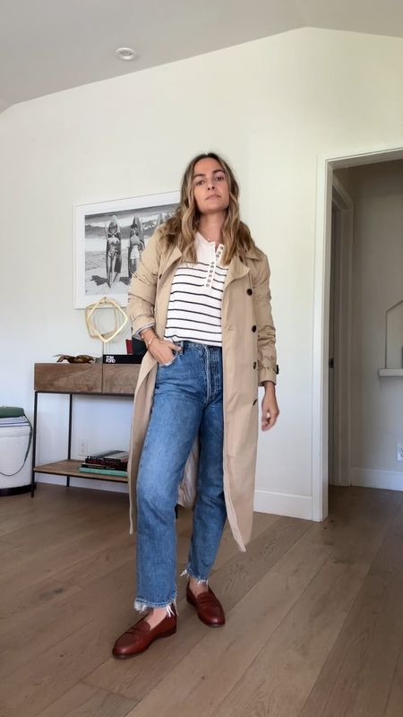 Five days of trench coats! DAY ONE

Try this trench coat outfit formula:
Jeans
Loafers
A striped sweater
Your trench coat 

See more ways to style a trench coat on CharmedByCamille.com

#LTKSeasonal #LTKstyletip