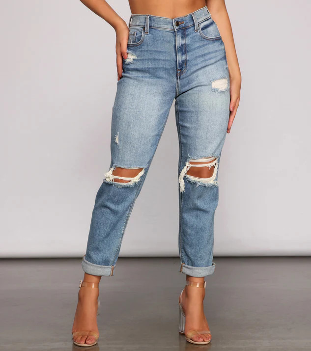Rocky High-Rise Destructed Boyfriend Jeans | Windsor Stores