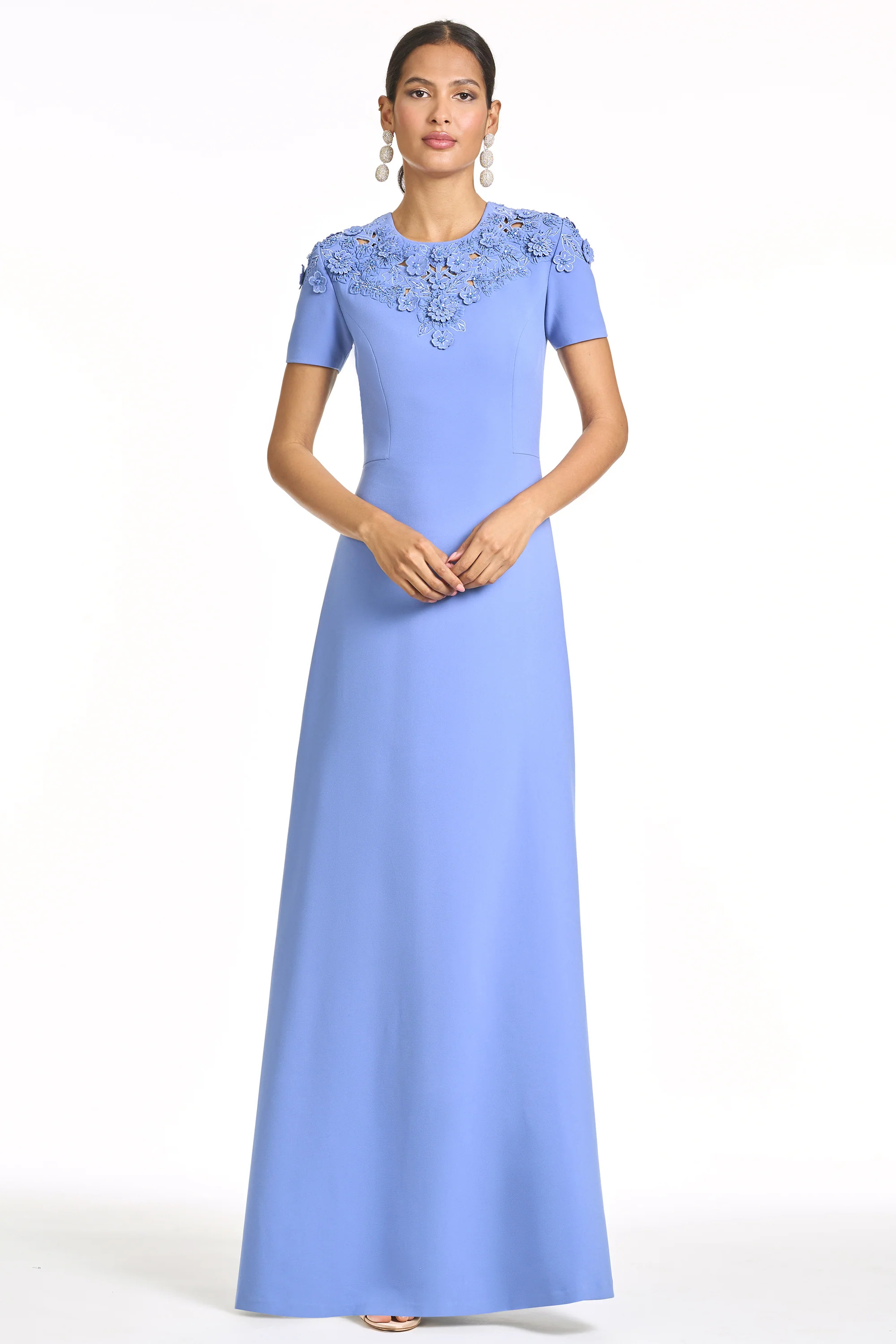 EMBROIDERED ARUNA GOWN - DEEP PERIWINKLE | Sachin and Babi