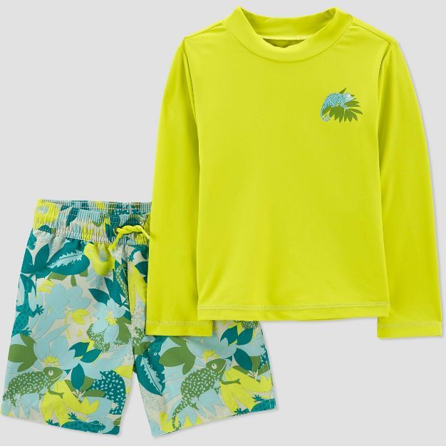 Toddler Boys' Iguana Print Rash Guard Set - Just One You® made by carter's Lime Green | Target