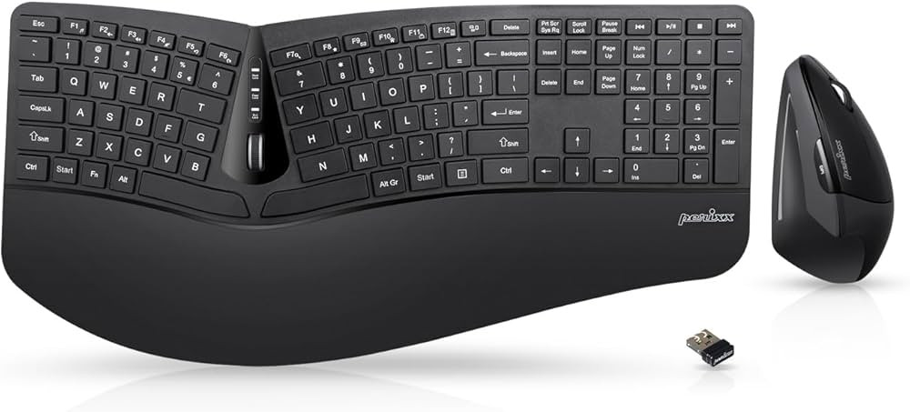 Perixx Periduo-605, Wireless Ergonomic Split Keyboard and Vertical Mouse Combo, Adjustable Palm R... | Amazon (US)
