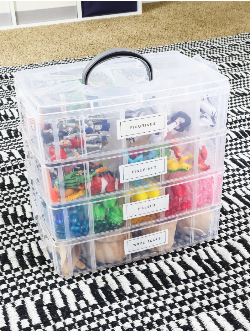 This is a great way to organize sensory bin supplies to keep it compact and organized by type, but easily accessible!  

Sensory bins can get overwhelming but this container makes it maneageable. 

 #LTKHome #LTKKids #LTKFamily