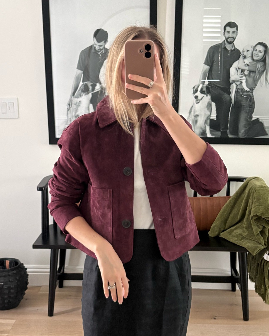 This wine suede jacket is the perfect crop and color for fall 🍁🍂 I got XS!

#LTKootd #LTKPetite #LTKSeasonal