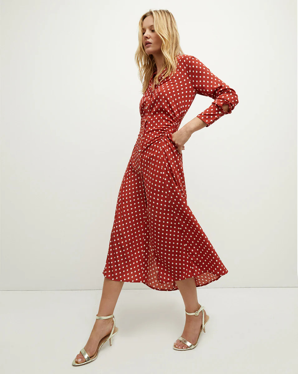 Lex Polka-Dot Dress in Brick Red/Ecru | Veronica Beard | Veronica Beard