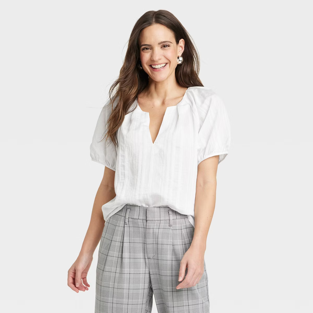 Women's Elbow Sleeve V-Neck Top - A New Day™ | Target