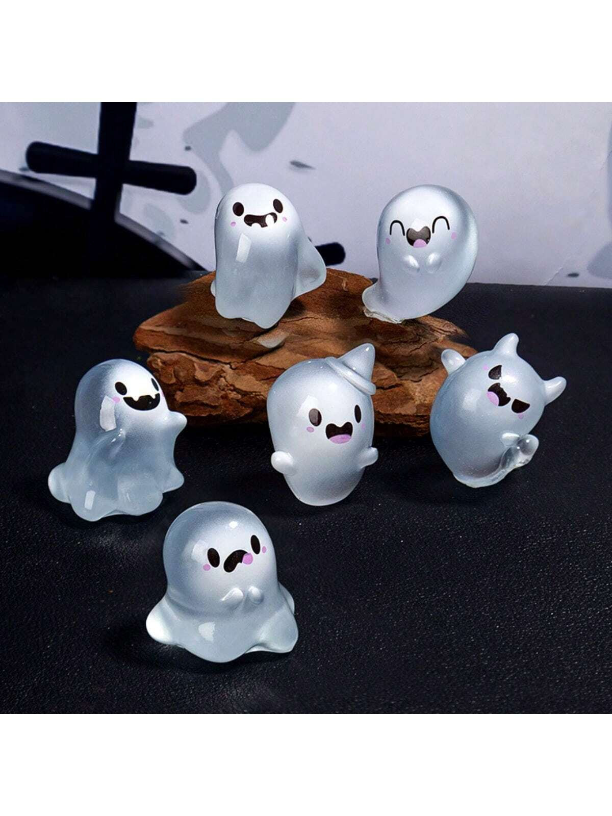 6pcs Little Ghost Cartoon Cute Creative Small Night Light Micro Landscape Ornament Cream Gel Nigh... | SHEIN