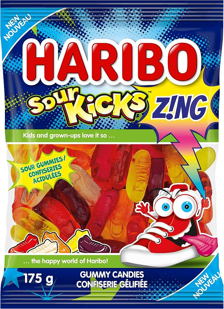 Haribo Z!NG Sour Kicks Gummy Candy, 5 Sour Fruity Flavours, No Artificial Colours - 175g | Amazon (CA)