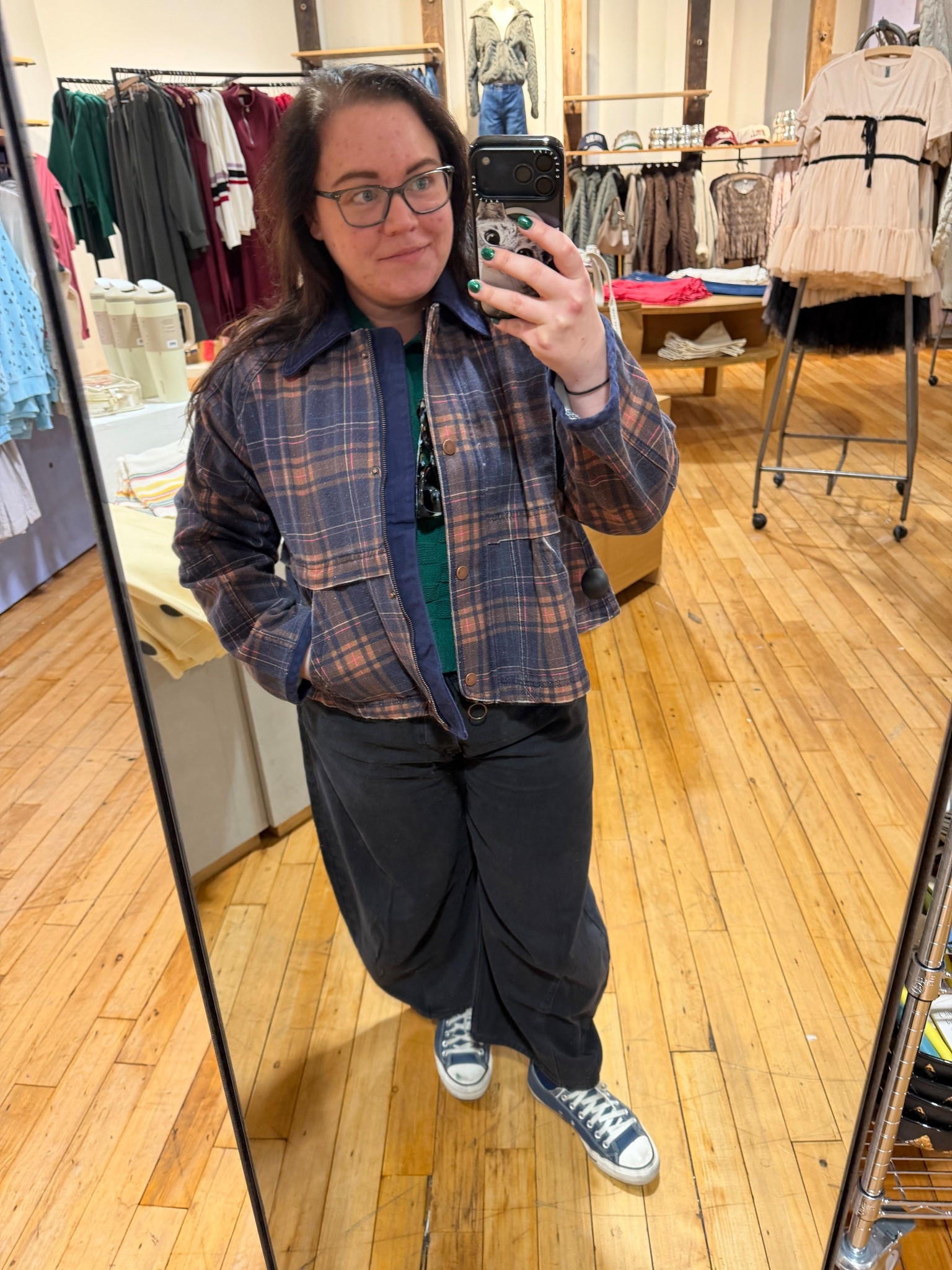 How cute is this plaid jacket?! It’d be a great weight for layering. It’s a looser fit so I’d towing your typical size. I love the length of the silhouette. Great for petites! It comes in three colors — tagging all the color motifs as exact here  

#LTKStyleTip #LTKMidsize #LTKPetite