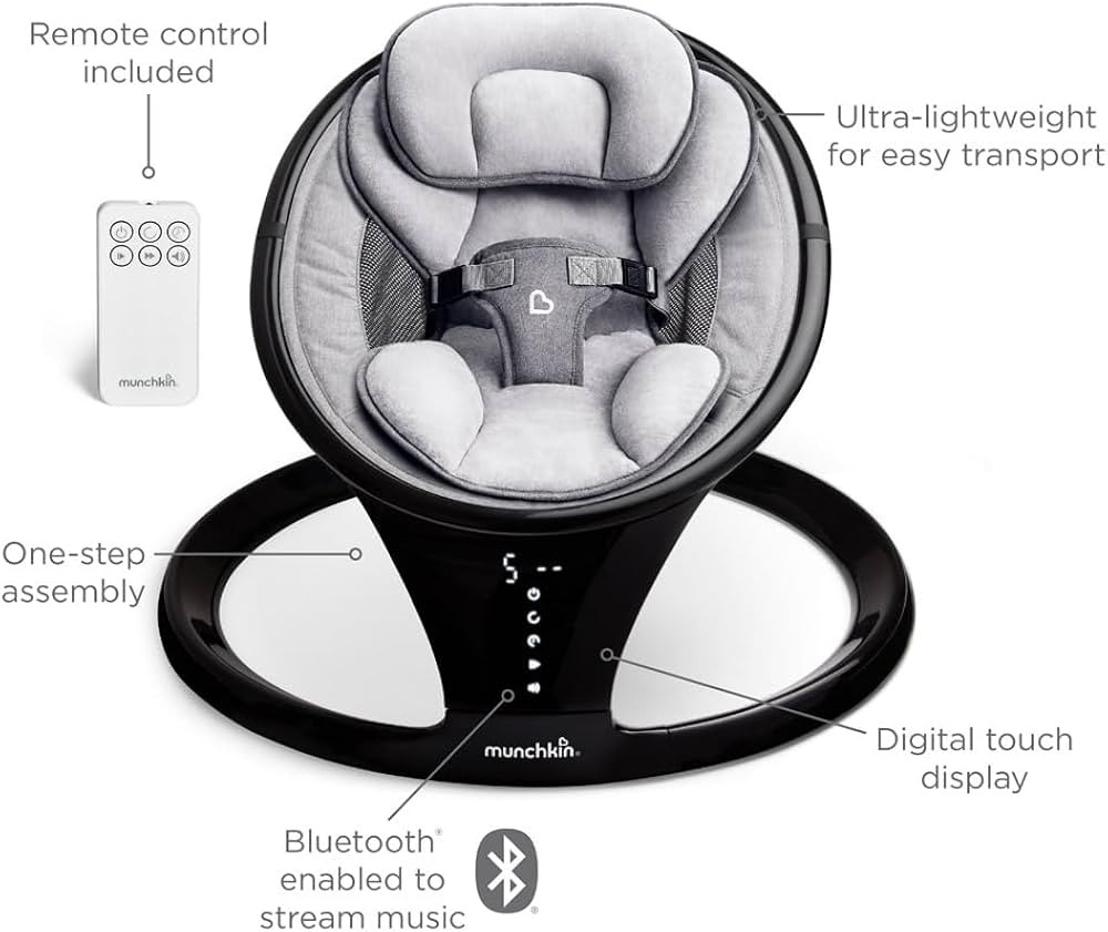 Munchkin® Bluetooth Enabled Lightweight Baby Swing with Natural Sway in 5 Ranges of Motion, Incl... | Amazon (US)