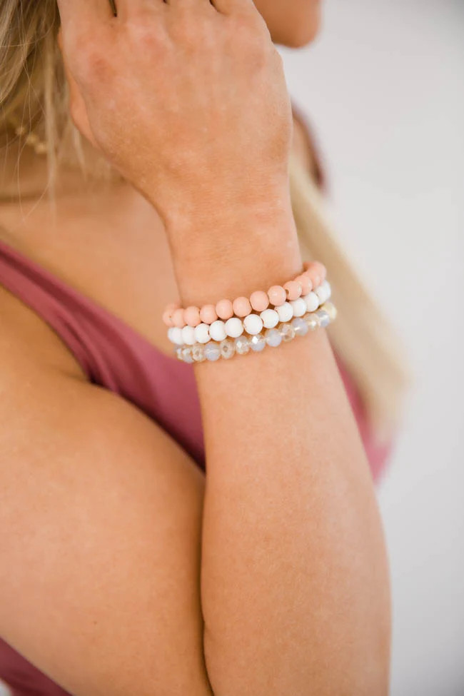A Piece Of Me Coral Beaded Bracelet Set | The Pink Lily Boutique