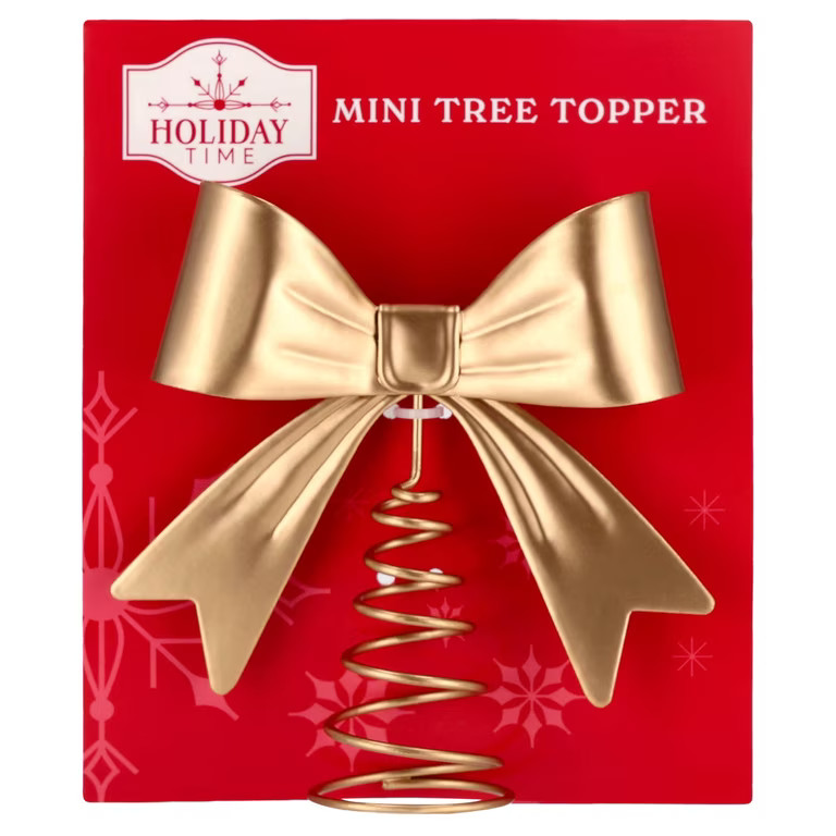 Mini Metal Bow Christmas Tree Topper, Gold, 5", by Holiday Time | Walmart (US)