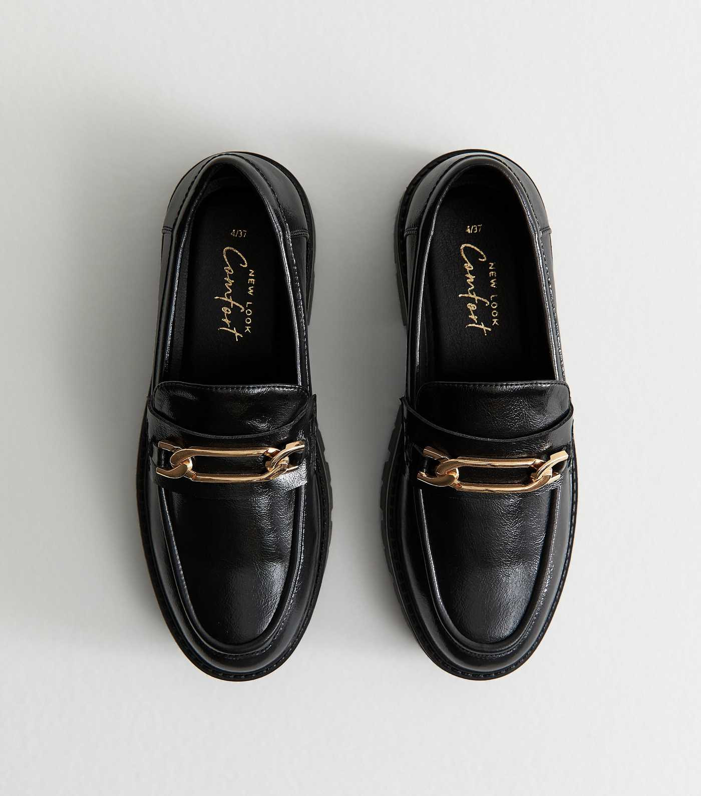 Black Faux Leather Chain Link Chunky Loafer | New Look | New Look (UK)