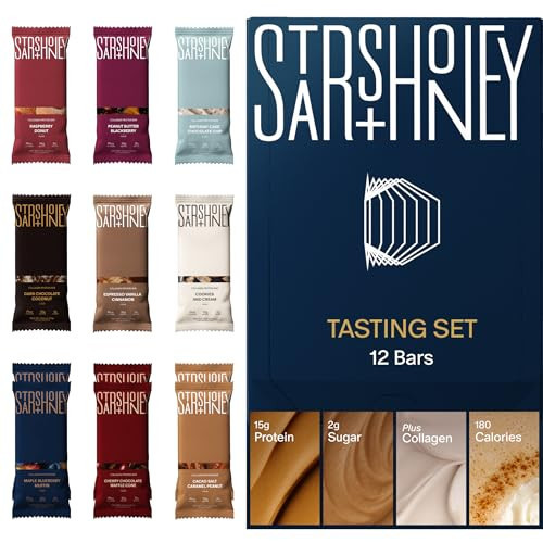 Stars + Honey Protein Bars, Tasting Set, 14-15g Protein, 1-3g Sugar, with Collagen Peptides, Dairy Free, Soy & Gluten Free Snacks for Adults, Keto Friendly, No Seed Oils or Sugar Alcohols, 12 Pack | Amazon (US)
