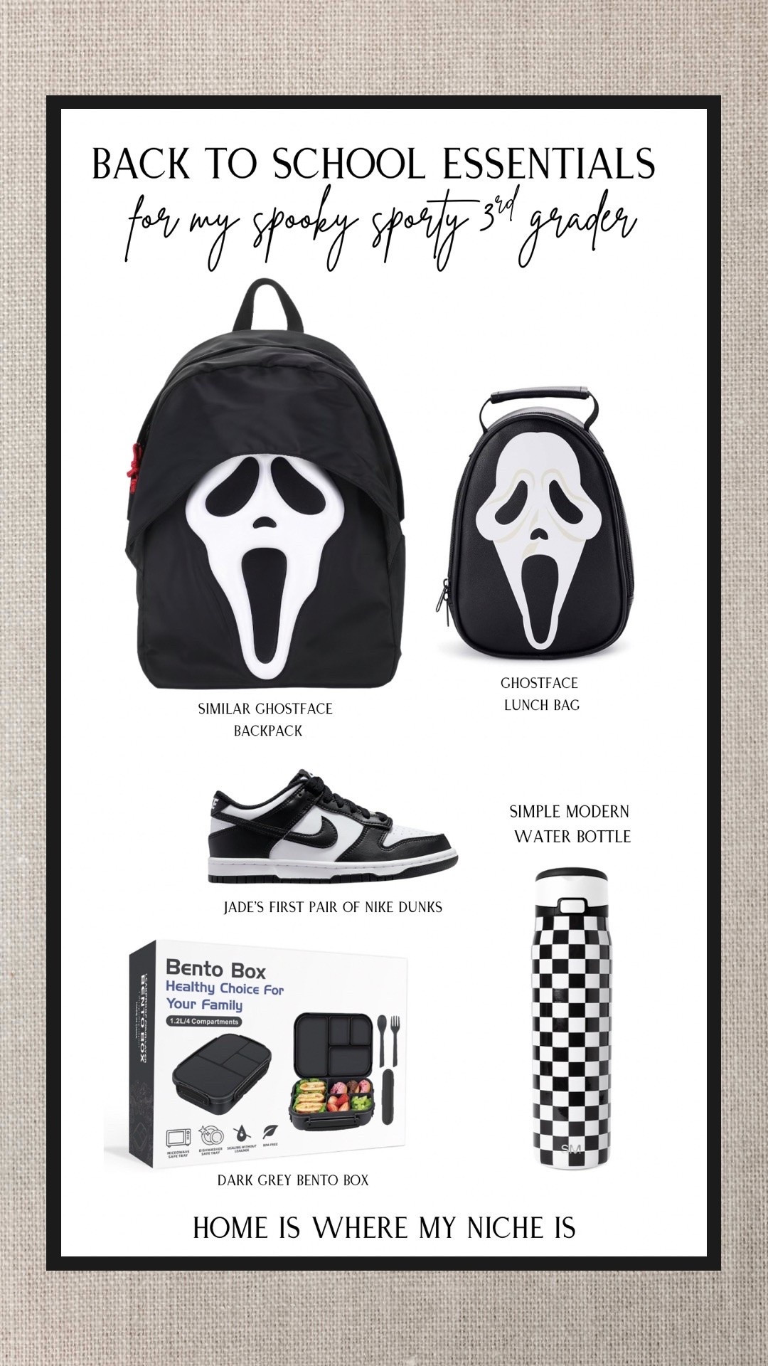 Jade is heading into 3rd grade, and she definitely had a vision this year 🖤 She wanted spooky, sporty, and black and white, so we built her back to school essentials around that. I linked everything I could find, including a similar version of her backpack since her exact one wasn’t available.

#LTKkids #LTKfall #LTKfamily