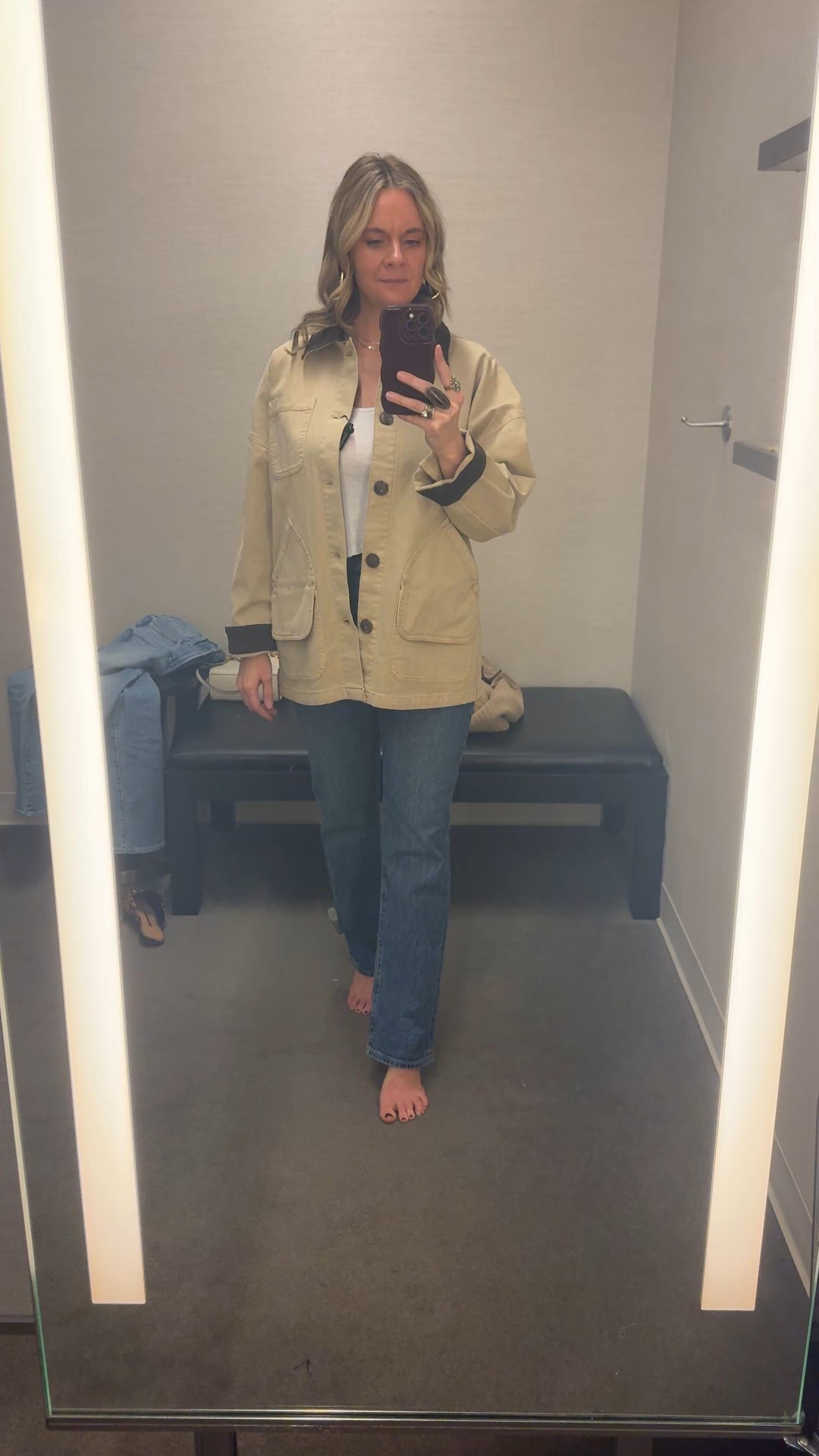 Today’s OOTD as a personal stylist 👇
I grabbed this barn jacket from Nordstrom when it went on sale last week, and it’s exactly the kind of layer I’m always recommending to clients.

Relaxed but structured, easy over denim, tees, knits, or even a casual dress — this is one of those throw-on pieces that instantly makes an outfit feel finished.

If you want outfits that feel effortless and practical for real life, this jacket is a great closet staple.

Fit notes + sizing details: I’m wearing a M for a more oversized look/fit, and I’ve linked it here while it’s still available 🤍


#BarnJacket #NordstromFinds #PersonalStylistPicks #EverydayLayers #EffortlessOOTD #ClosetStaples #CasualChicStyle #FallLayeringIdeas

#LTKootd #LTKSeasonal #LTKOver40