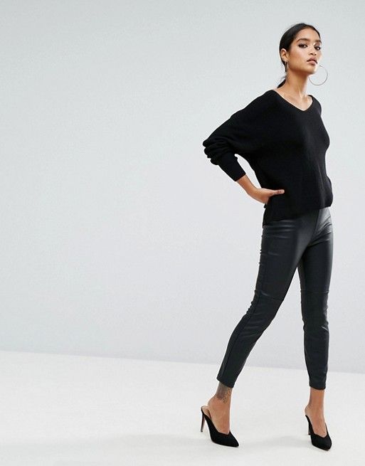 River Island Leather Look Super Skinny Trousers | ASOS UK