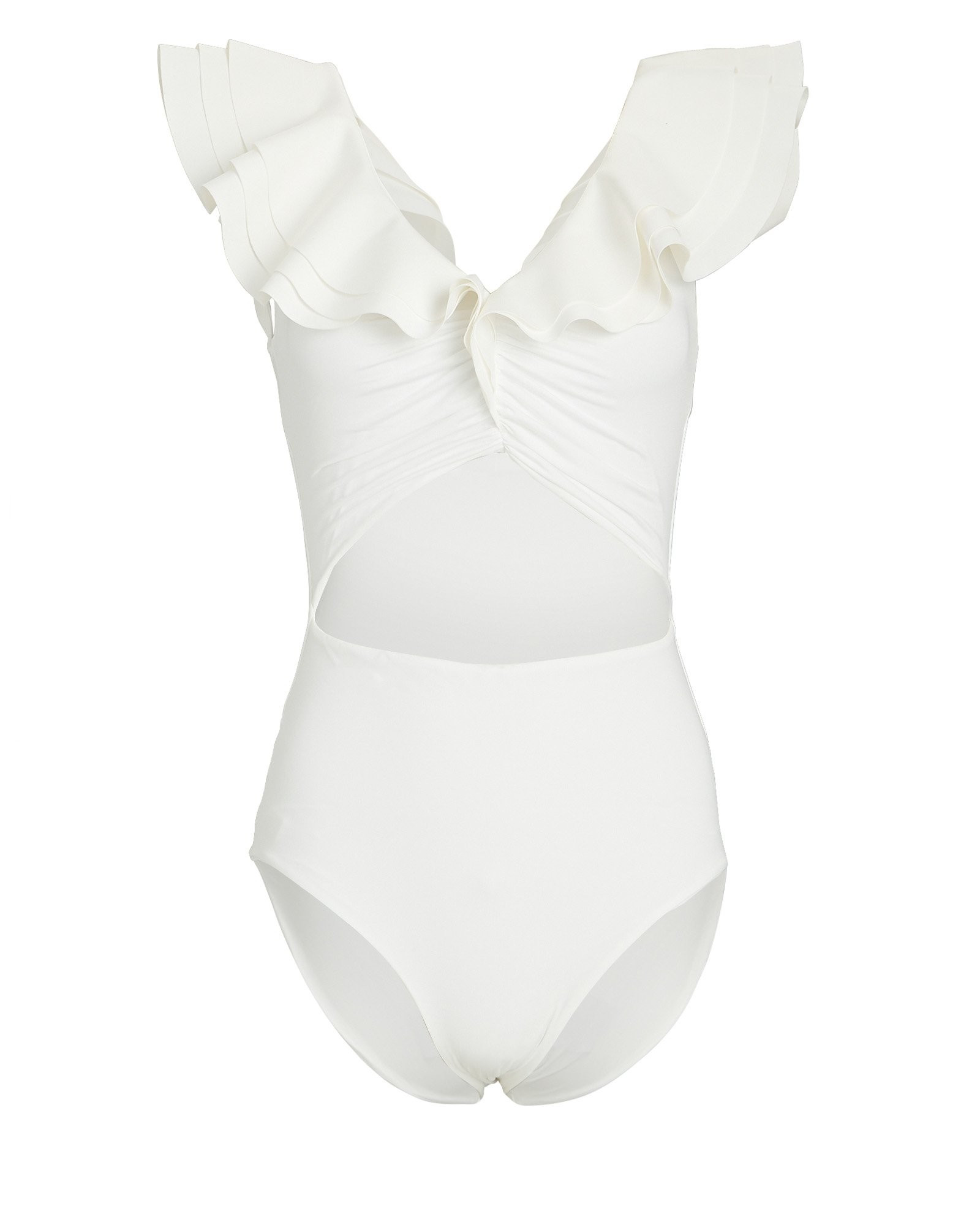 Maygel Coronel Siciliano Ruffled Cut-Out One-Piece Swimsuit, White 1SIZE | INTERMIX