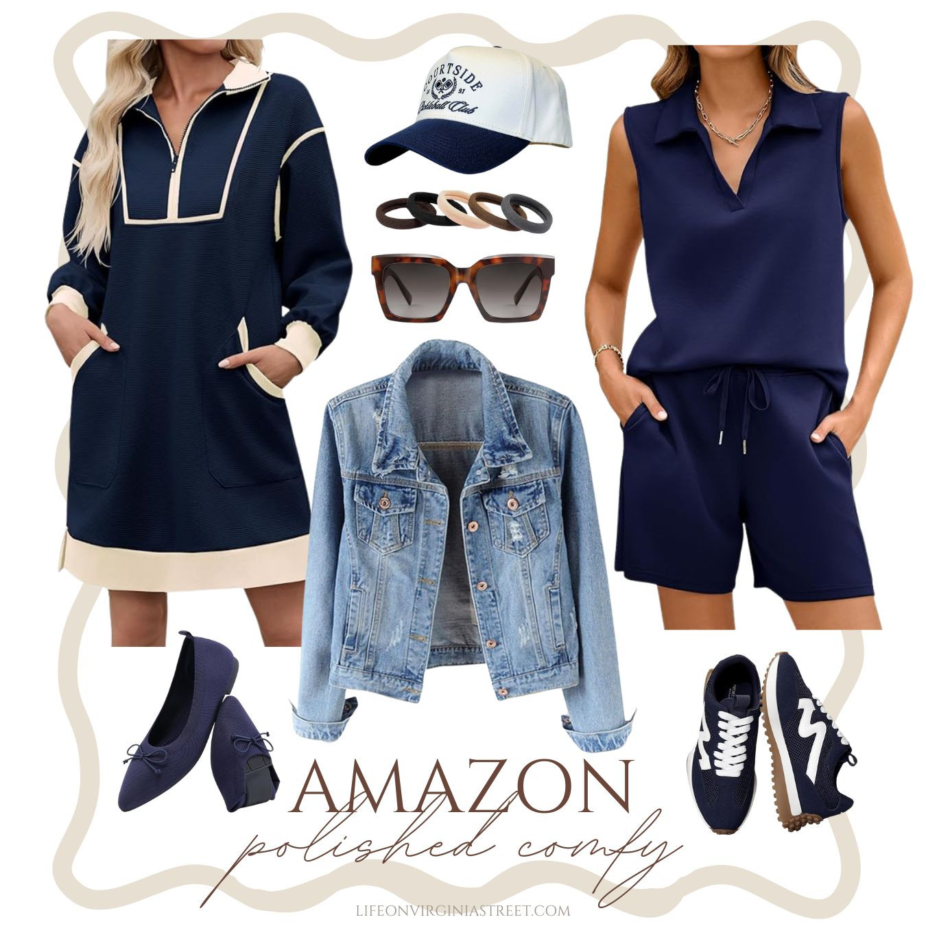I'm loving these cute navy blue pieces from Amazon for late summer into early fall. Wear them now alone or throw on a denim jacket when the cooler temps arrive. Stay comfy while looking polished and chic! Perfect for running errands, carpool pickup, or travel days! #falloutfits #founditonamazon 

 

#LTKOver40 #LTKSaleAlert #LTKFindsUnder50