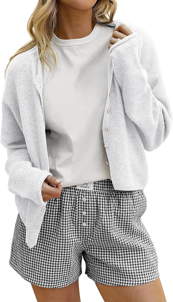 ANRABESS Cardigan Sweaters for Women Lightweight Button Down Long Sleeve Soft Y2k Trendy Casual 2... | Amazon (US)
