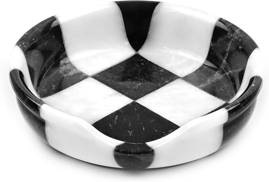 Marble Spoon Rest for Stove Top, Checkered Kitchen Utensil Holder, Coffee Bar Accessory (White Bl... | Amazon (US)