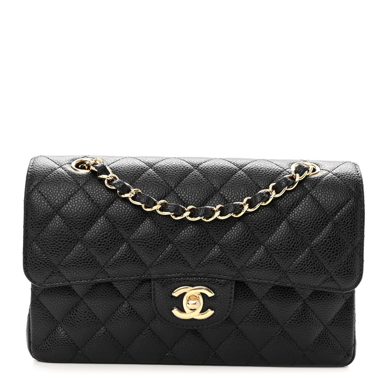Caviar Quilted Small Double Flap Black | FASHIONPHILE (US)