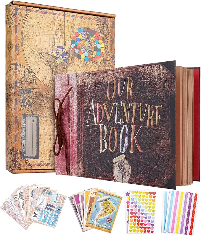 Our Adventure Book 11.9 * 7.6inch 80 Pages,Embossed Text Hard Cover Movie Up Adventure Book Scrap... | Amazon (ES)