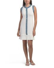 Denim Trim Faux Button Down Mini Dress | TJ Maxx