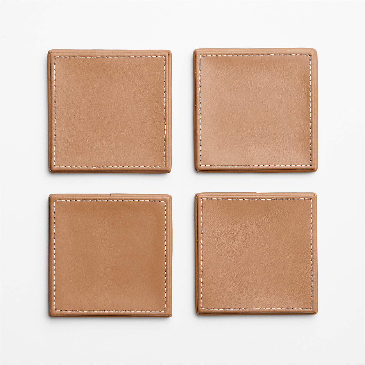 Stratton Monogrammable Leather Coaster & Holder Set | Crate & Barrel | Crate & Barrel