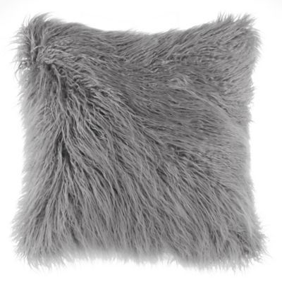 Flokati Faux Fur European Throw Pillow in Silver | Bed Bath & Beyond
