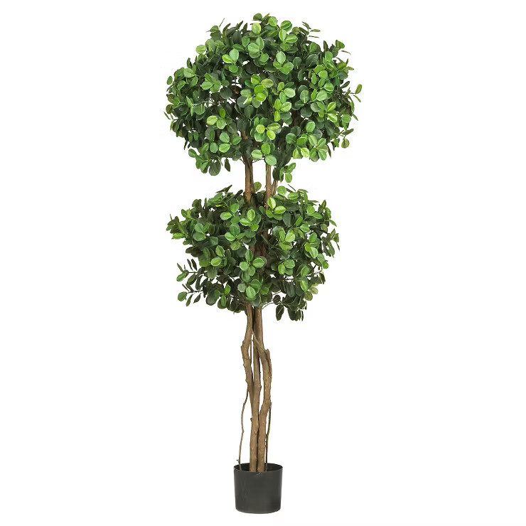 Nearly Natural Eucalyptus Double Ball Topiary Silk Tree (5.5") | Target
