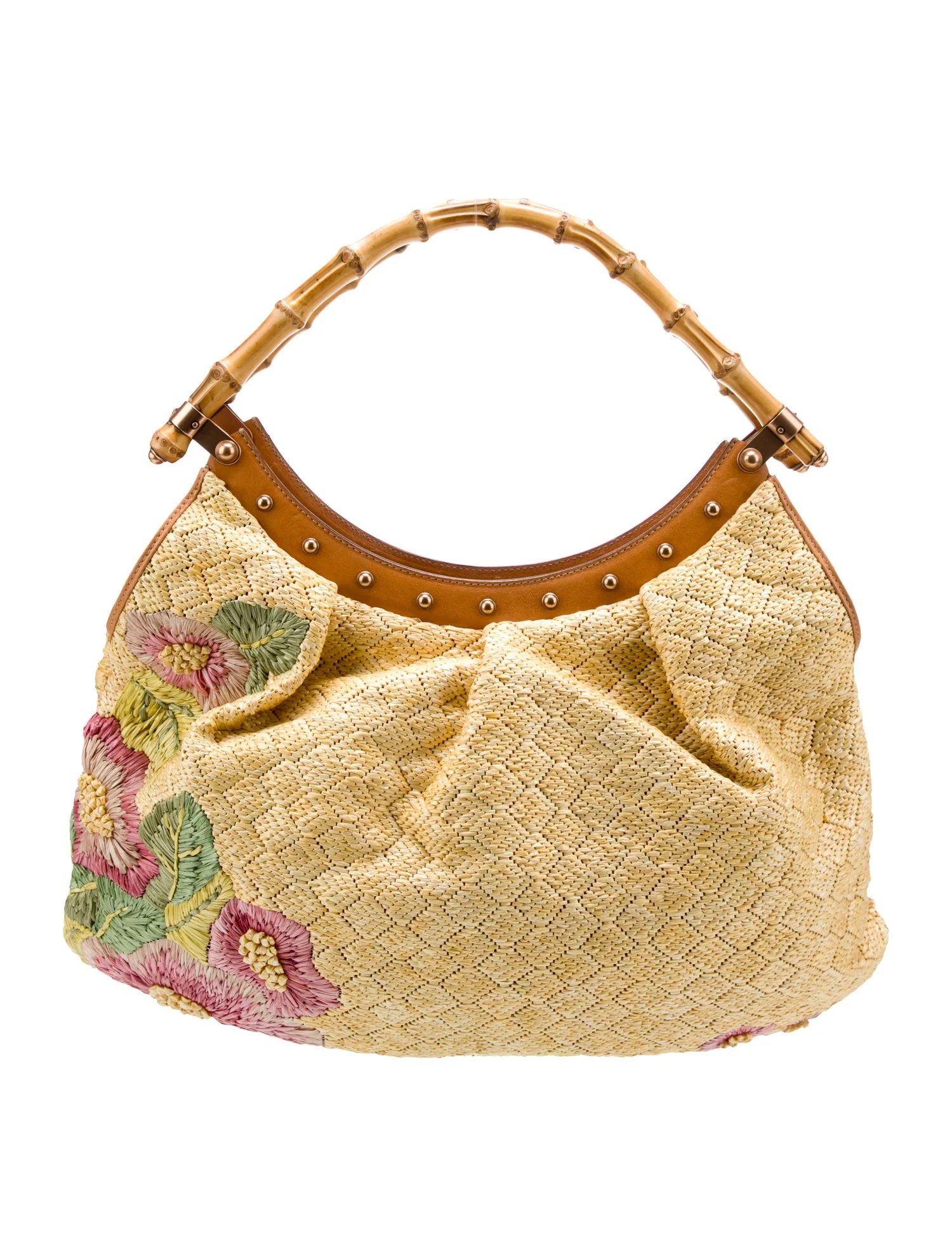Limited Edition Raffia Flower Bamboo Hobo | The RealReal