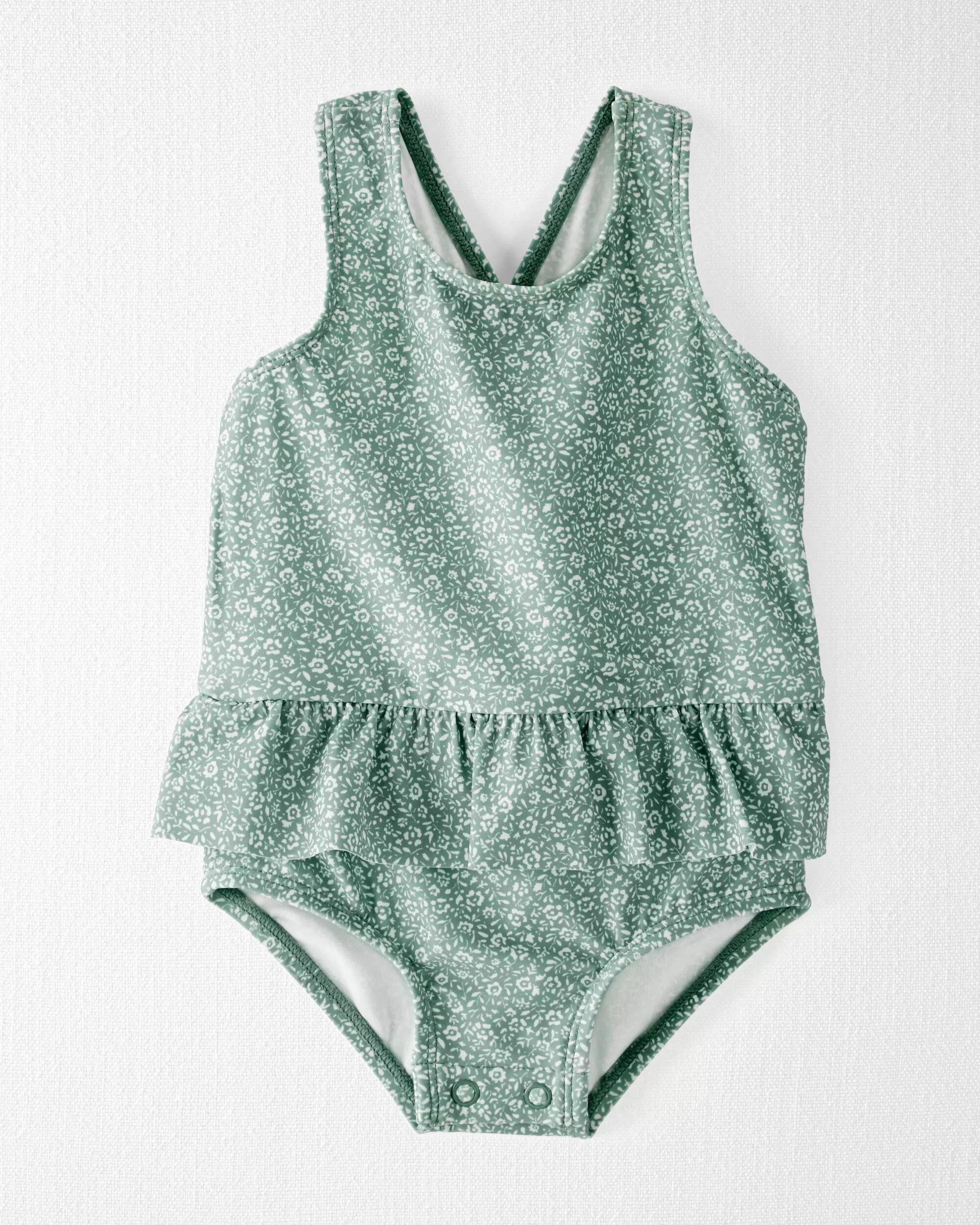 Sage Floral Print Baby Recycled Ruffle Swimsuit | carters.com | Carter's