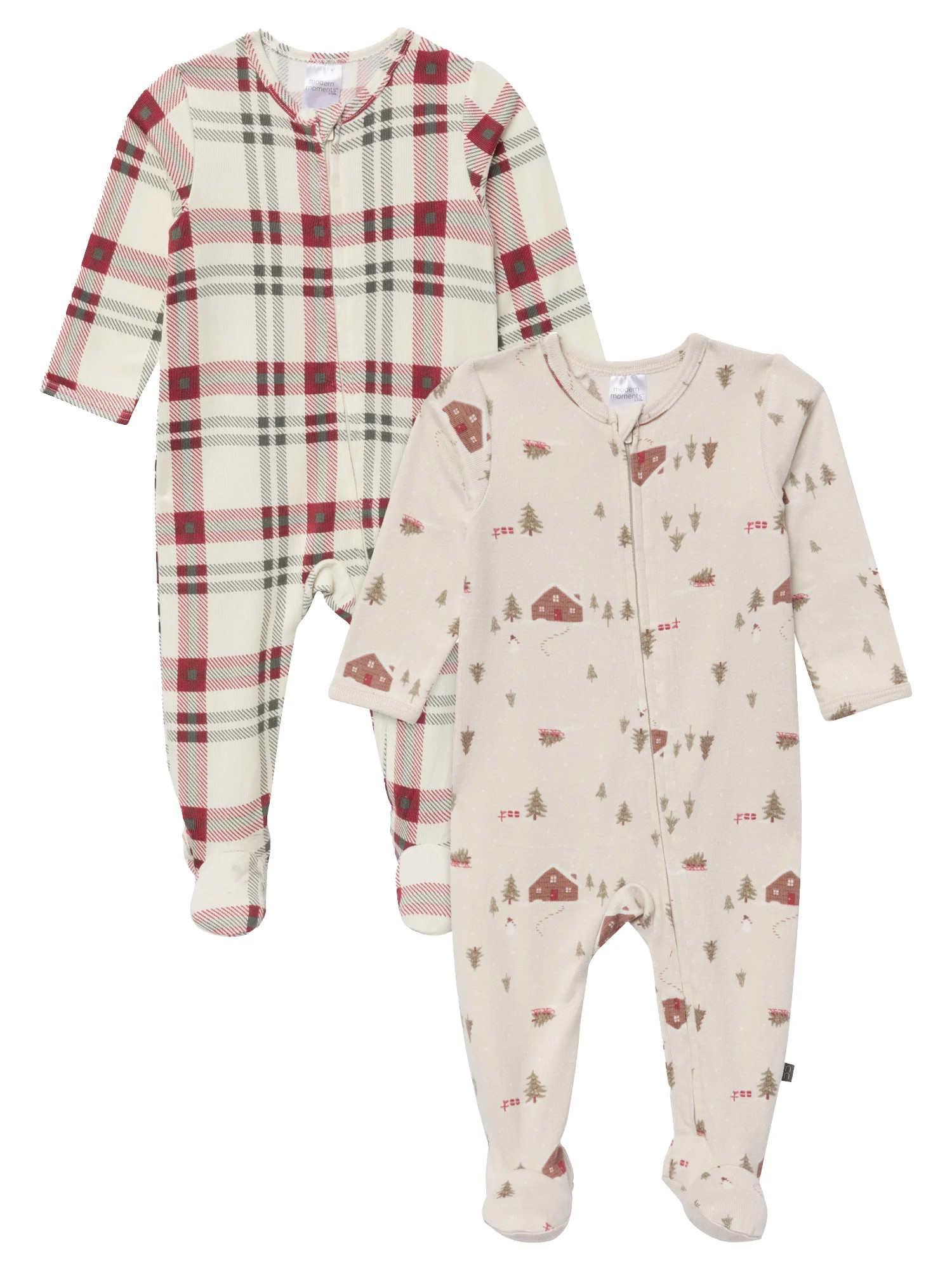 Modern Moments by Gerber Gender Neutral Sleep ´N Play Christmas Pajamas, 2-Pack, Sizes Newborn -... | Walmart (US)