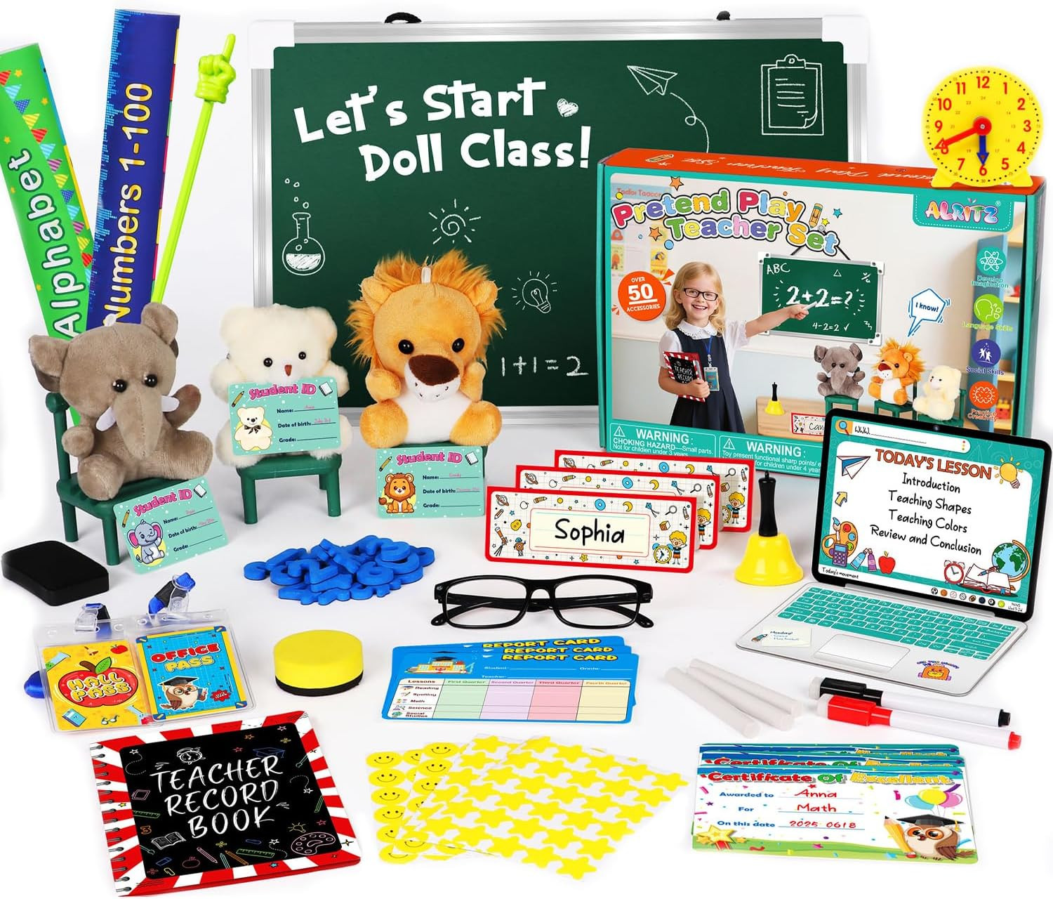 Alritz Pretend Play Teacher Set, School Stuff, Role Play Preschool Learning Activities Classroom ... | Amazon (US)