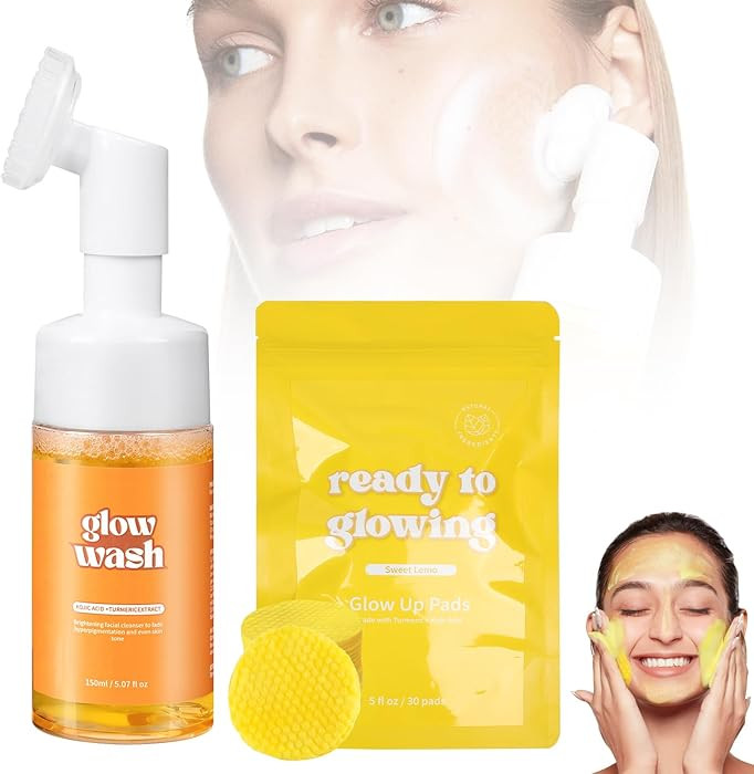 Turmeric Face Wash+Turmeric Cleansing Pads,100% Natural Turmeric Cleansing Pads, Reduce Blemishes... | Amazon (US)