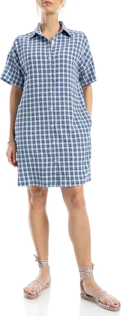 MAX STUDIO Plaid Short Sleeve Mini Shirtdress | Nordstromrack | Nordstrom Rack