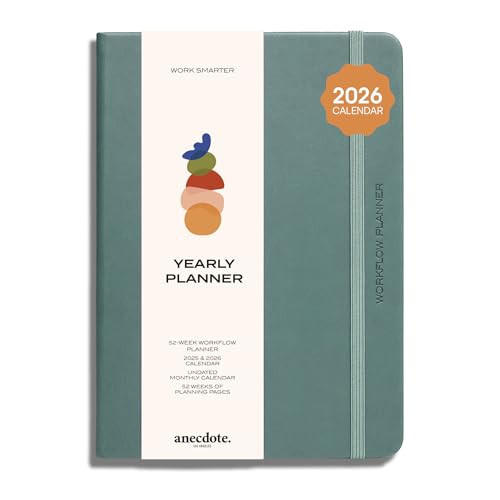 Anecdote 2026 Planner: 52 Week Daily Planner, Yearly, Monthly & Weekly Workflow for Planning Your Success – Vegan Leather Hardcover, Start Anytime & Achieve your Goals - Dutch Blue | Amazon (US)