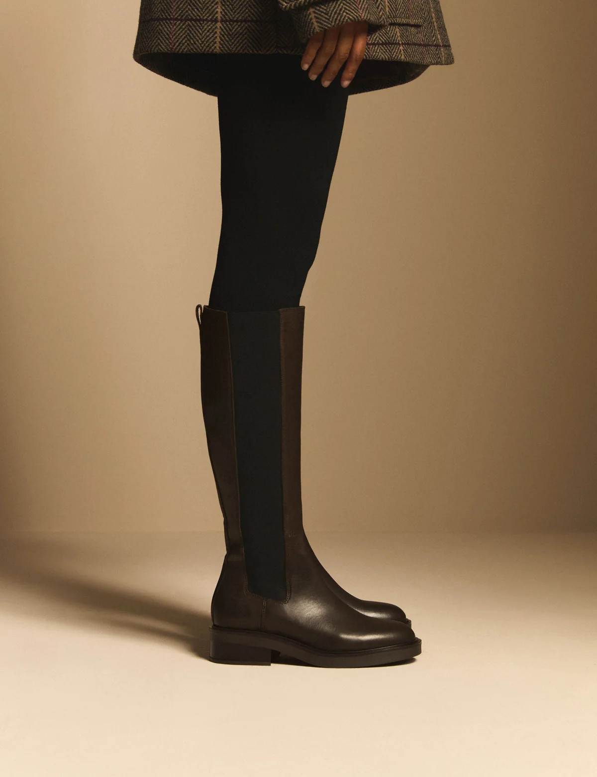 Mahogany Brown Leather Knee High Boots | Nobody's Child