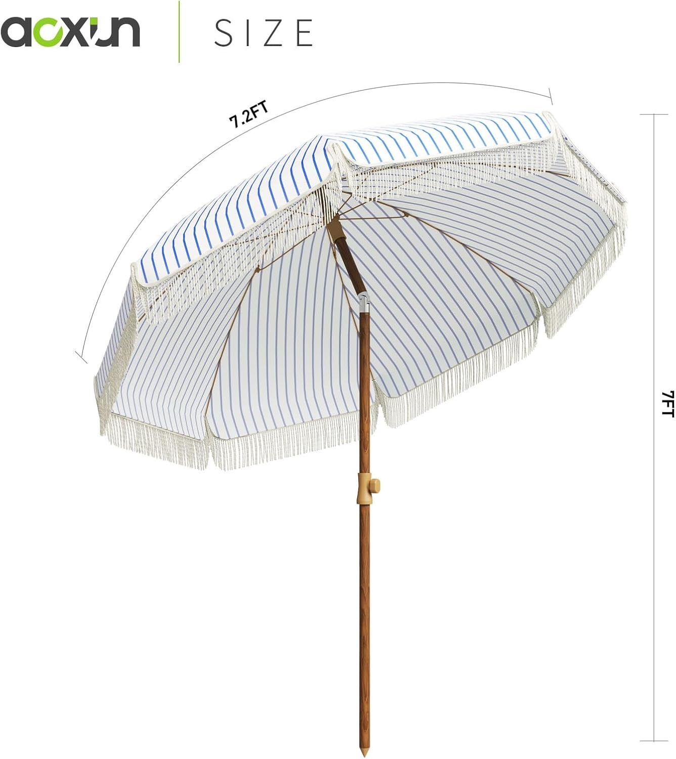 Aoxun 7ft Beach Umbrella Patio Umbrella with Fringe Outdoor UV 50+ Protection Pool Umbrella with ... | Amazon (US)