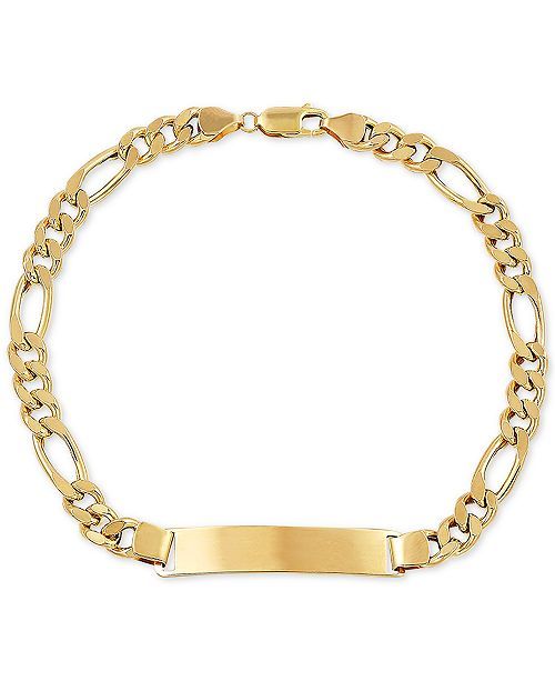 Men's Figaro Link ID Bracelet in 10k Gold | Macys (US)