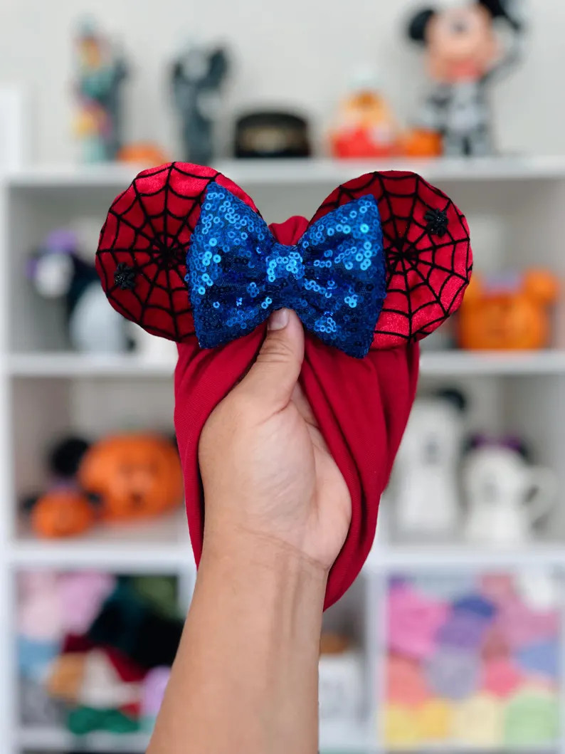 Spiderman Ears || Minnie Ears Headwrap || Marvel Ears || Hollywood Studios Ears || Minnie Ears Tu... | Etsy (US)