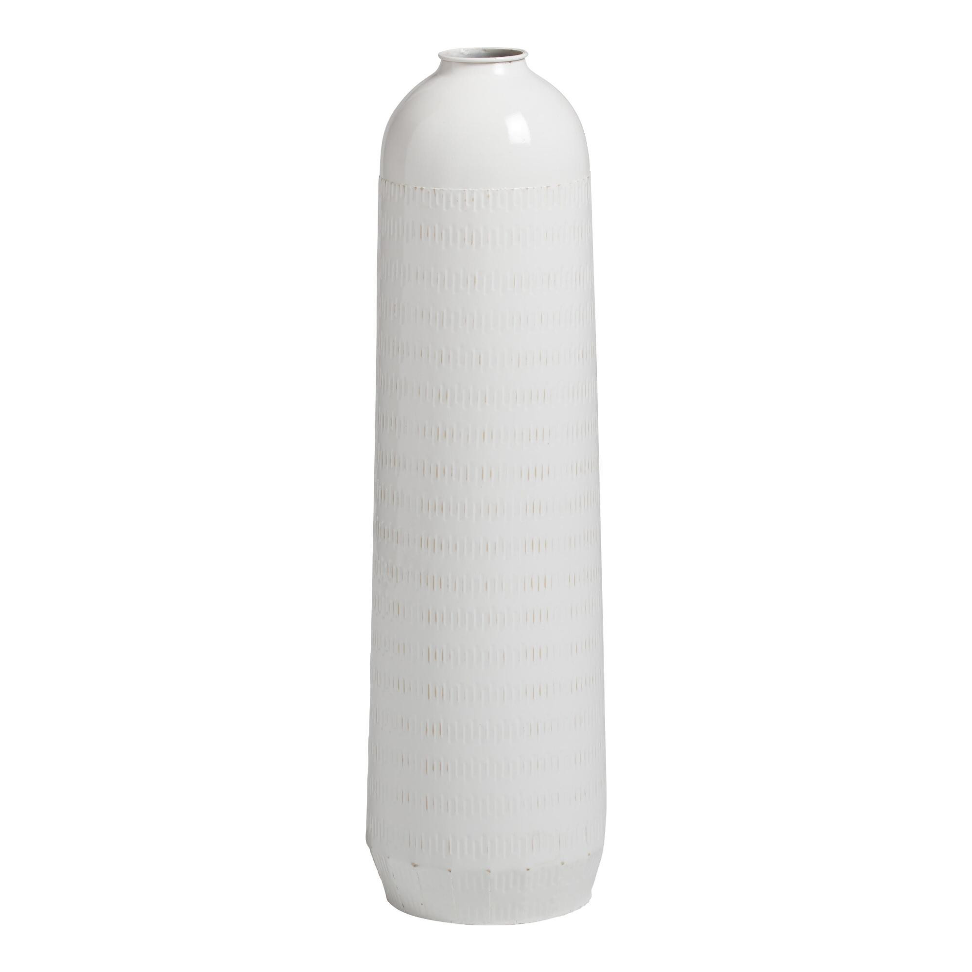 Tall White Punched Metal Vase: Cream by World Market | World Market