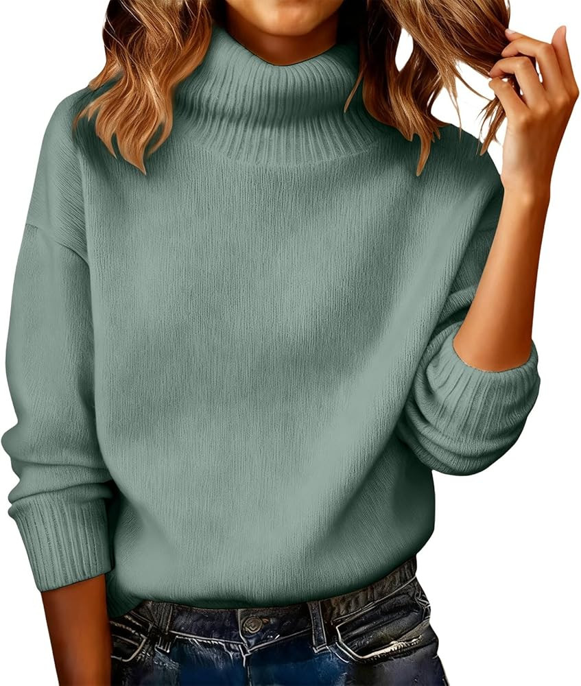 Cashmere Sweaters for Women Cozy Turtleneck Mock Tops Fall Winter Plus Size Soft Casual Warm Pull... | Amazon (US)