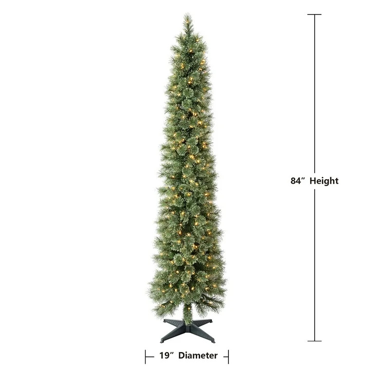 7' Pre-Lit Shelton Cashmere Pencil Fir Green Artificial Christmas Tree with Warm White LED Lights... | Walmart (US)